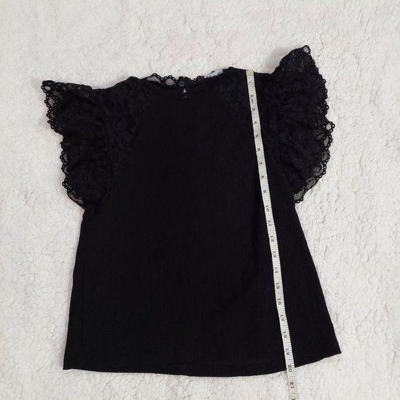 Black Gothic top with lace sleeves from Zara, women's size M - Picture 5 of 8